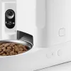 The white smart pet feeder, equipped with a camera and a food bowl, automatically feeds at fixed times and in fixed quantities Application Scenario